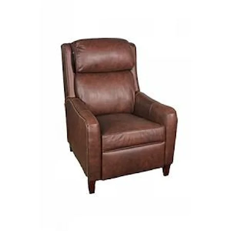 Manual Push Back Recliner with Exposed Wood Legs and Nail Head